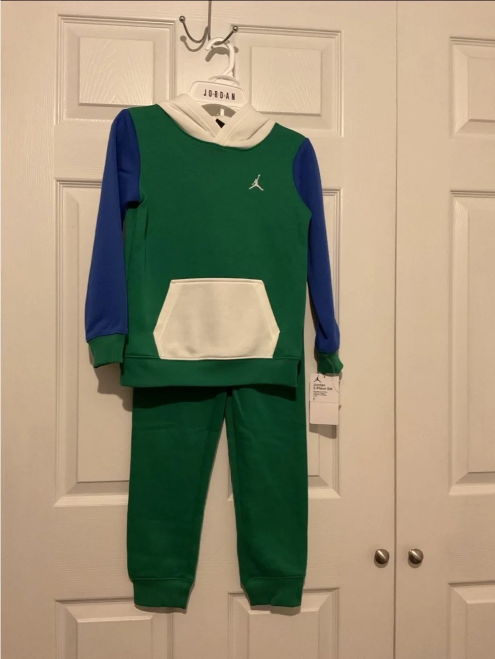 Jordan Green & Blue Hooded Sweatpant Set with White Accents